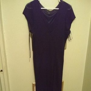 Alfani black long streatchable mesh silk dress 2x